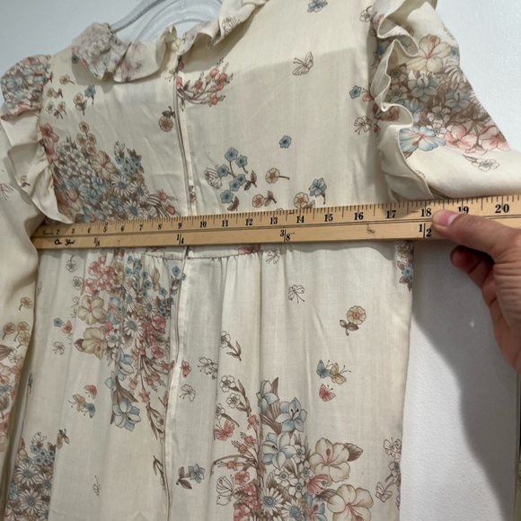 Vintage 70s Cream Floral Prairie Dress Sz. M - Picture 6 of 6